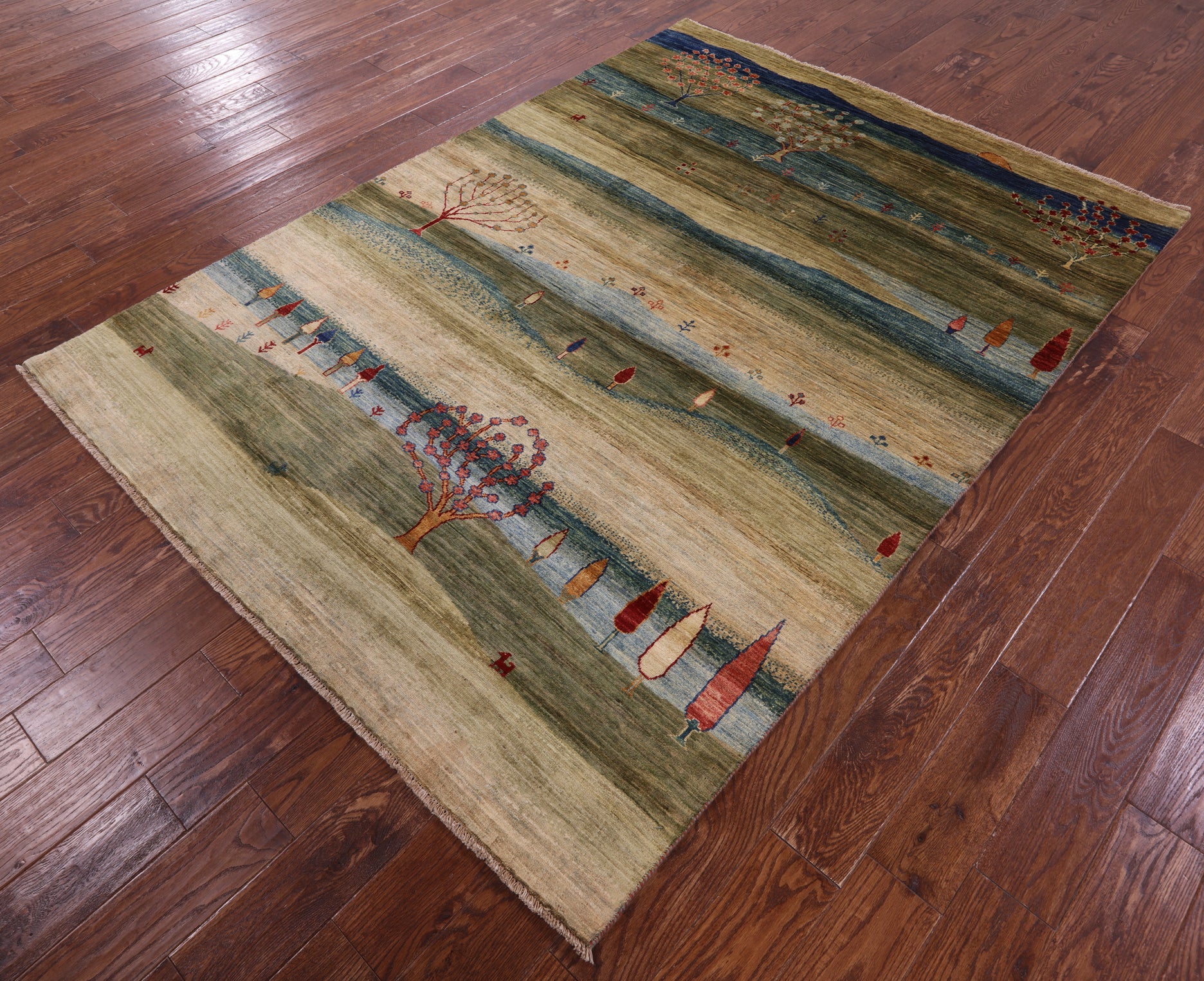 Persian Gabbeh Tribal Hand Knotted Wool Rug - 5' 8" X 7' 9" - Golden Nile