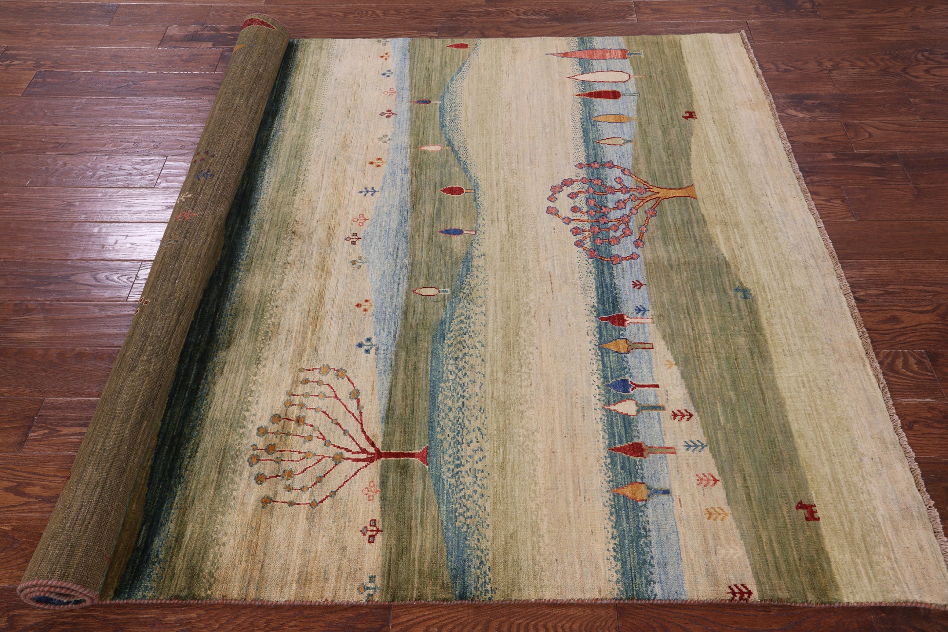 Persian Gabbeh Tribal Hand Knotted Wool Rug - 5' 8" X 7' 9" - Golden Nile