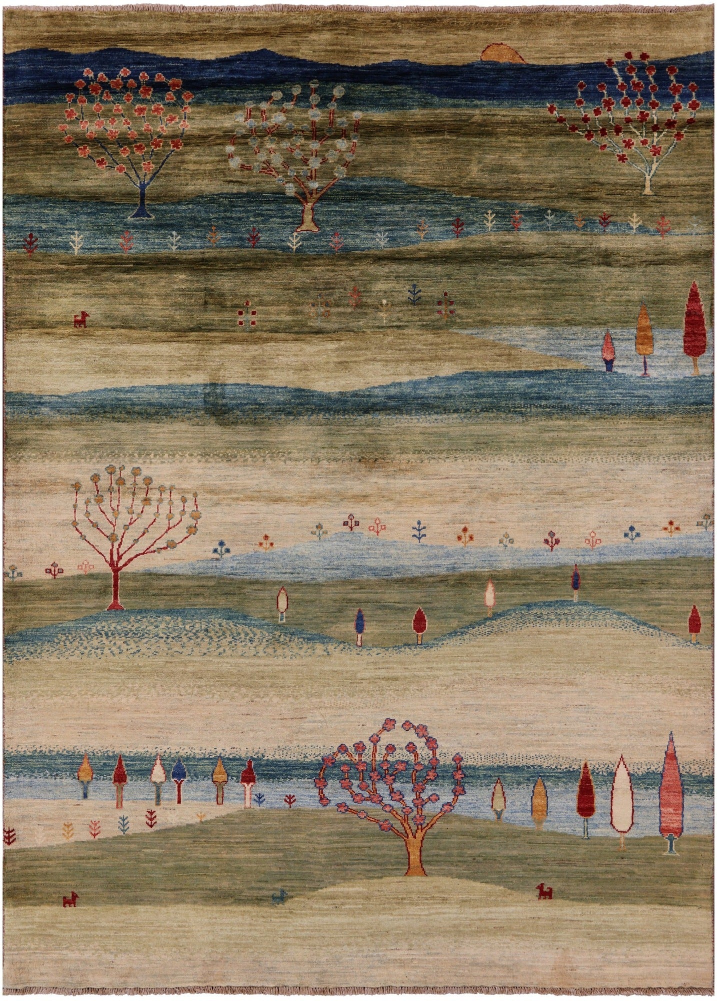Persian Gabbeh Tribal Hand Knotted Wool Rug - 5' 8" X 7' 9" - Golden Nile
