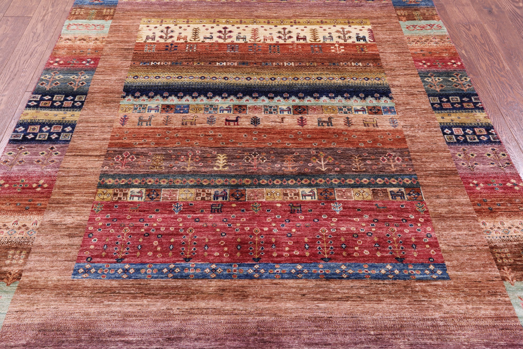 Persian Gabbeh Tribal Hand Knotted Wool Rug - 5' 7" X 7' 10" - Golden Nile
