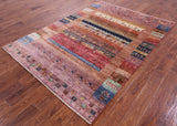 Persian Gabbeh Tribal Hand Knotted Wool Rug - 5' 7" X 7' 10" - Golden Nile
