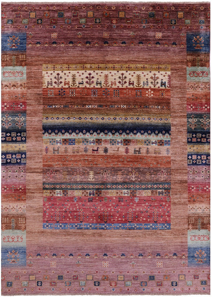 Persian Gabbeh Tribal Hand Knotted Wool Rug - 5' 7" X 7' 10" - Golden Nile