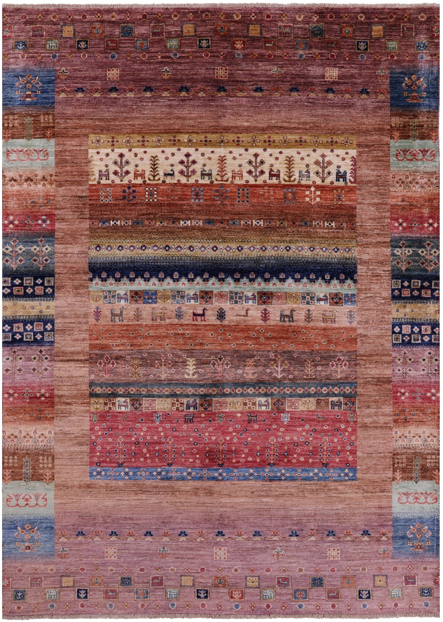 Persian Gabbeh Tribal Hand Knotted Wool Rug - 5' 7" X 7' 10" - Golden Nile