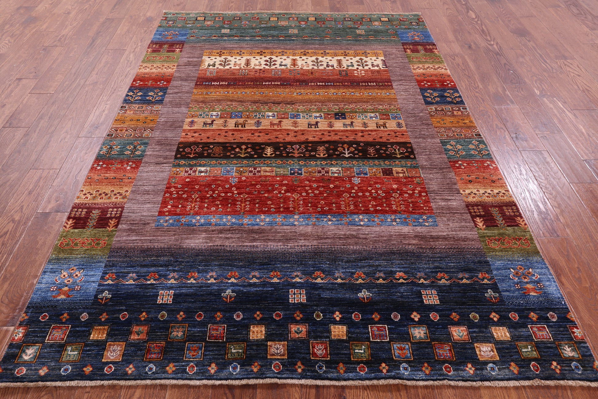 Persian Gabbeh Tribal Hand Knotted Wool Rug - 5' 9" X 7' 11" - Golden Nile