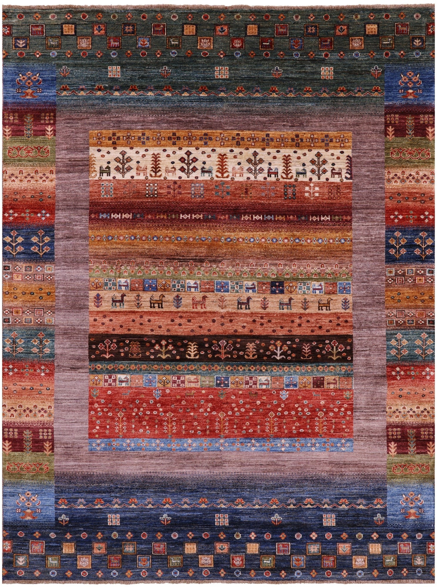 Persian Gabbeh Tribal Hand Knotted Wool Rug - 5' 9" X 7' 11" - Golden Nile