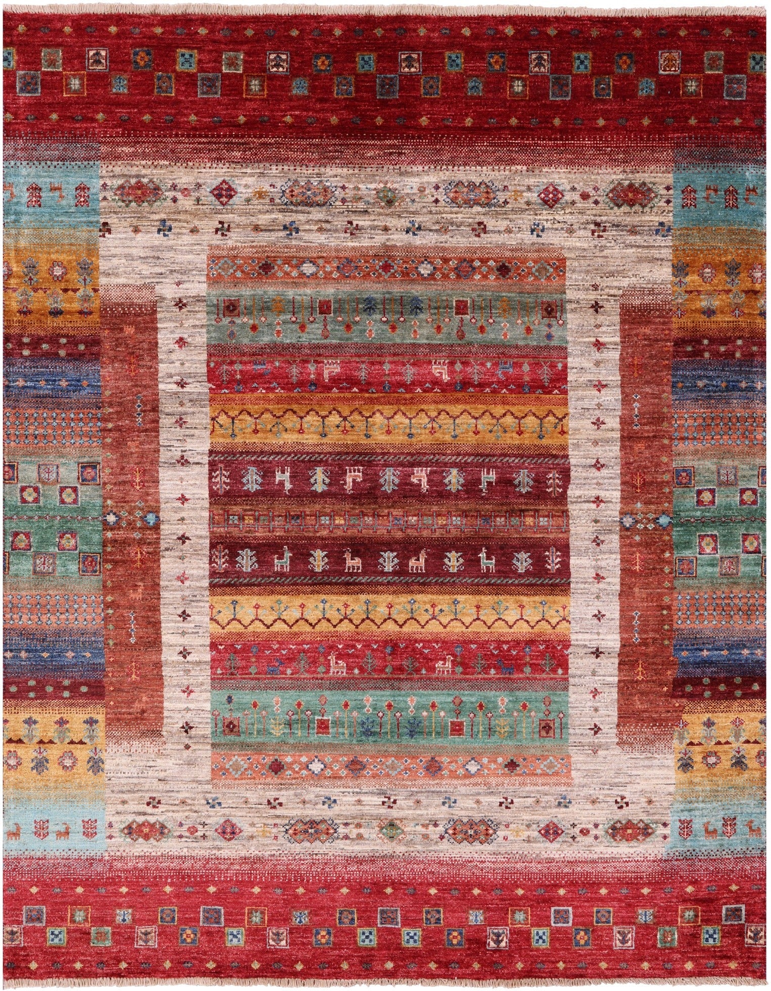 Persian Tribal Gabbeh Hand Knotted Wool Rug - 5' 2" X 6' 6" - Golden Nile