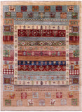 Persian Tribal Gabbeh Hand Knotted Wool Rug - 5' 0" X 6' 7" - Golden Nile
