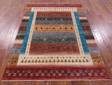 Persian Tribal Gabbeh Hand Knotted Wool Rug - 5' 1" X 6' 10" - Golden Nile