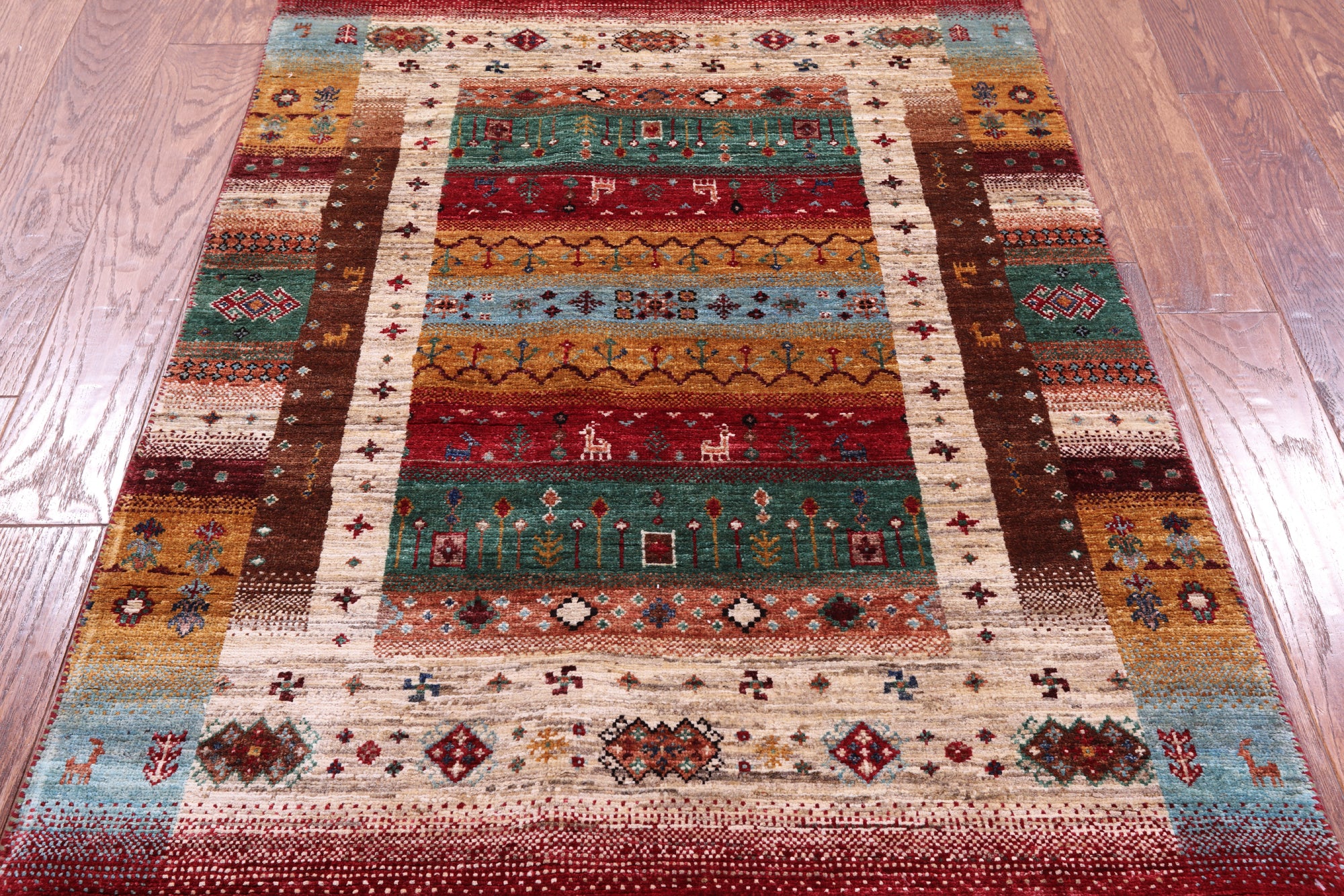 Tribal Persian Gabbeh Hand Knotted Wool Rug - 3' 3" X 5' 2" - Golden Nile