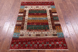 Persian Tribal Gabbeh Hand Knotted Wool Rug - 3' 4" X 5' 1" - Golden Nile