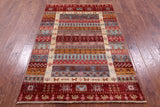 Tribal Persian Gabbeh Hand Knotted Wool Rug - 4' 1" X 6' 0" - Golden Nile