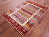 Tribal Persian Gabbeh Hand Knotted Wool Rug - 4' 1" X 6' 0" - Golden Nile