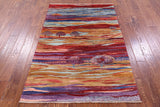 Persian Gabbeh Tribal Hand Knotted Wool Rug - 4' 1" X 6' 0" - Golden Nile