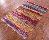 Persian Gabbeh Tribal Hand Knotted Wool Rug - 4' 1" X 6' 0" - Golden Nile