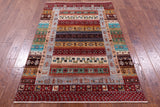 Tribal Persian Gabbeh Hand Knotted Wool Rug - 3' 11" X 6' 1" - Golden Nile