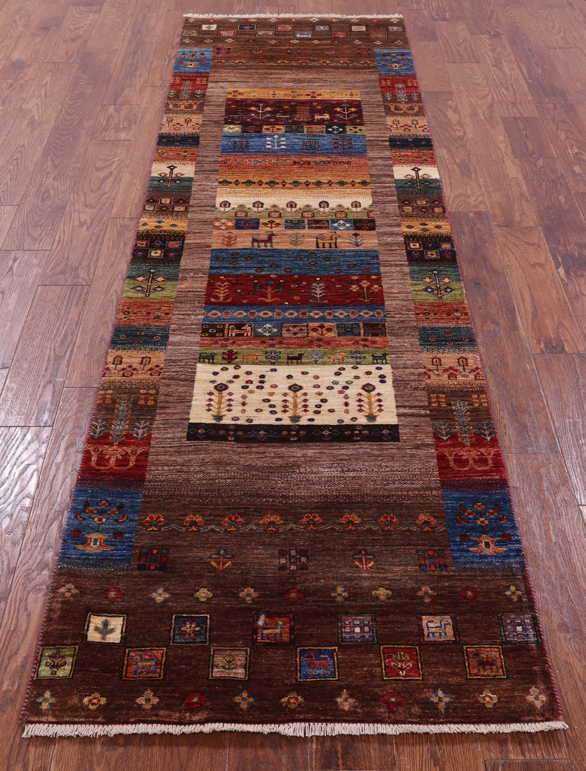 Tribal Persian Gabbeh Handmade Wool Runner Rug - 2' 9" X 9' 7" - Golden Nile