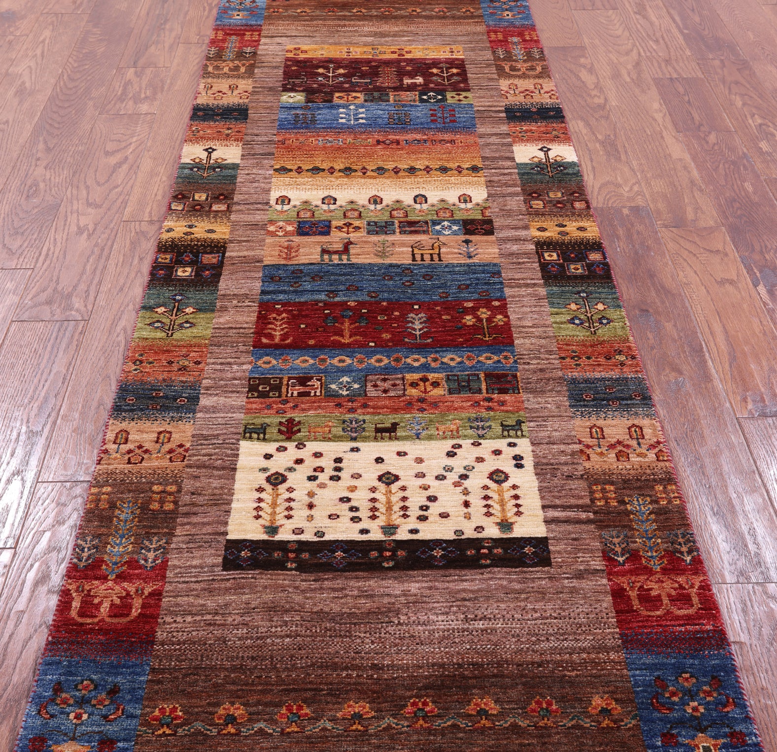 Tribal Persian Gabbeh Handmade Wool Runner Rug - 2' 9" X 9' 7" - Golden Nile