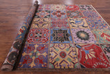 Stained Glass Design William Morris Handmade Wool Area Rug - 8' 10" X 12' 1" - Golden Nile