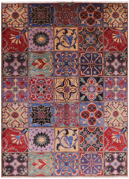 Stained Glass Design William Morris Handmade Wool Area Rug - 8' 10" X 12' 1" - Golden Nile