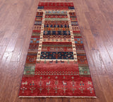 Tribal Persian Gabbeh Hand Knotted Wool Runner Rug - 2' 9" X 7' 11" - Golden Nile