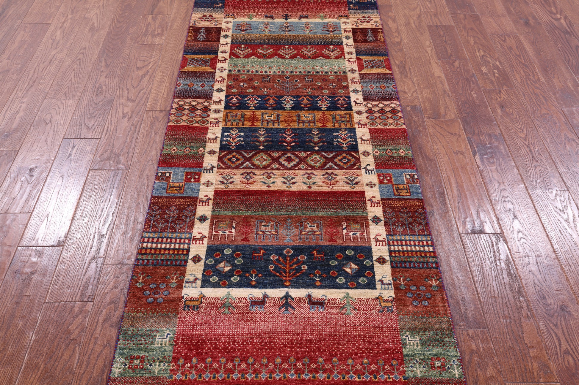 Tribal Persian Gabbeh Hand Knotted Wool Runner Rug - 2' 9" X 7' 11" - Golden Nile