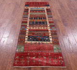 Tribal Persian Gabbeh Hand Knotted Wool Runner Rug - 2' 8" X 8' 0" - Golden Nile