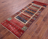 Tribal Persian Gabbeh Hand Knotted Wool Runner Rug - 2' 8" X 8' 0" - Golden Nile