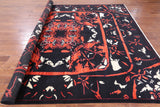 Black William Morris Handmade Wool Rug - 9' 2" X 11' 5" - Golden Nile