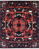 Black William Morris Handmade Wool Rug - 9' 2" X 11' 5" - Golden Nile