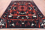 Black William Morris Handmade Wool Rug - 9' 2" X 11' 5" - Golden Nile