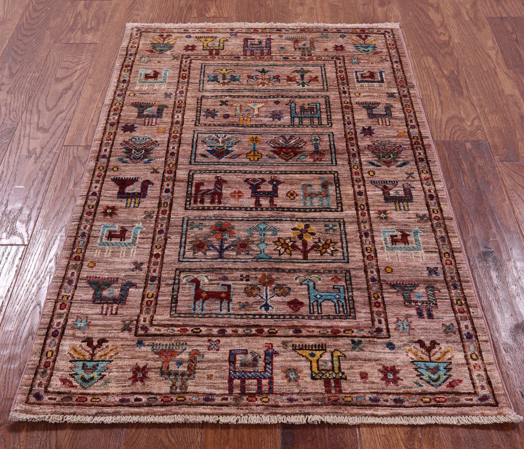 Tribal Persian Gabbeh Hand Knotted Wool Rug - 2' 8" X 4' 1" - Golden Nile