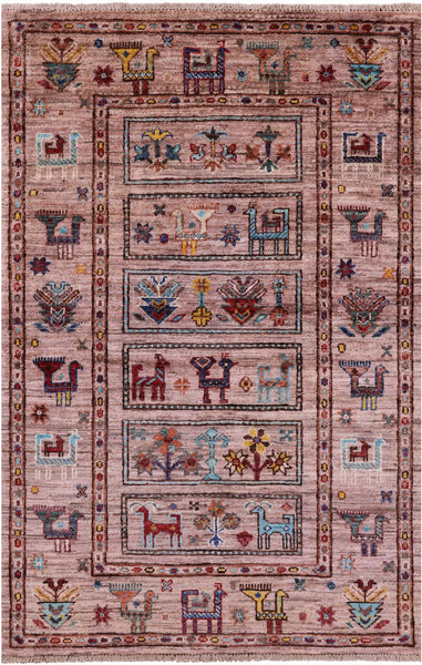 Tribal Persian Gabbeh Hand Knotted Wool Rug - 2' 8" X 4' 1" - Golden Nile