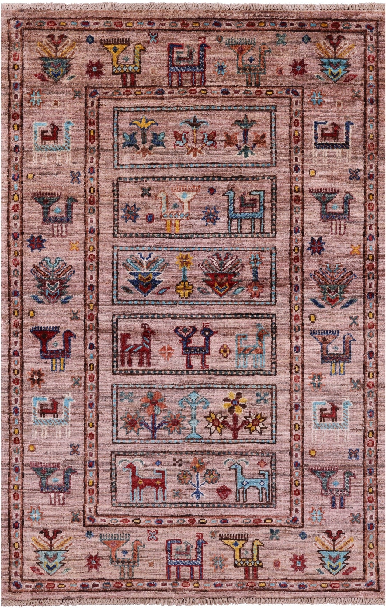 Tribal Persian Gabbeh Hand Knotted Wool Rug - 2' 8" X 4' 1" - Golden Nile