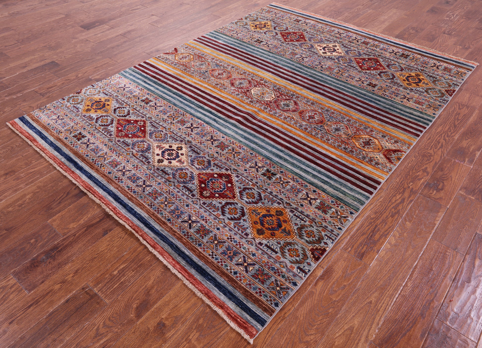 Khorjin Persian Gabbeh Hand Knotted Wool Rug - 5' 9" X 7' 11" - Golden Nile