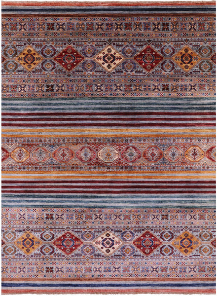 Khorjin Persian Gabbeh Hand Knotted Wool Rug - 5' 9" X 7' 11" - Golden Nile