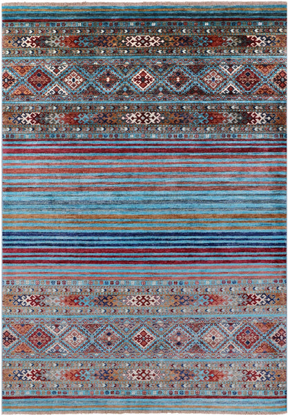 Khorjin Persian Gabbeh Hand Knotted Wool Rug - 5' 6" X 7' 11" - Golden Nile