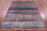 Khorjin Persian Gabbeh Hand Knotted Wool Rug - 5' 9" X 7' 7" - Golden Nile