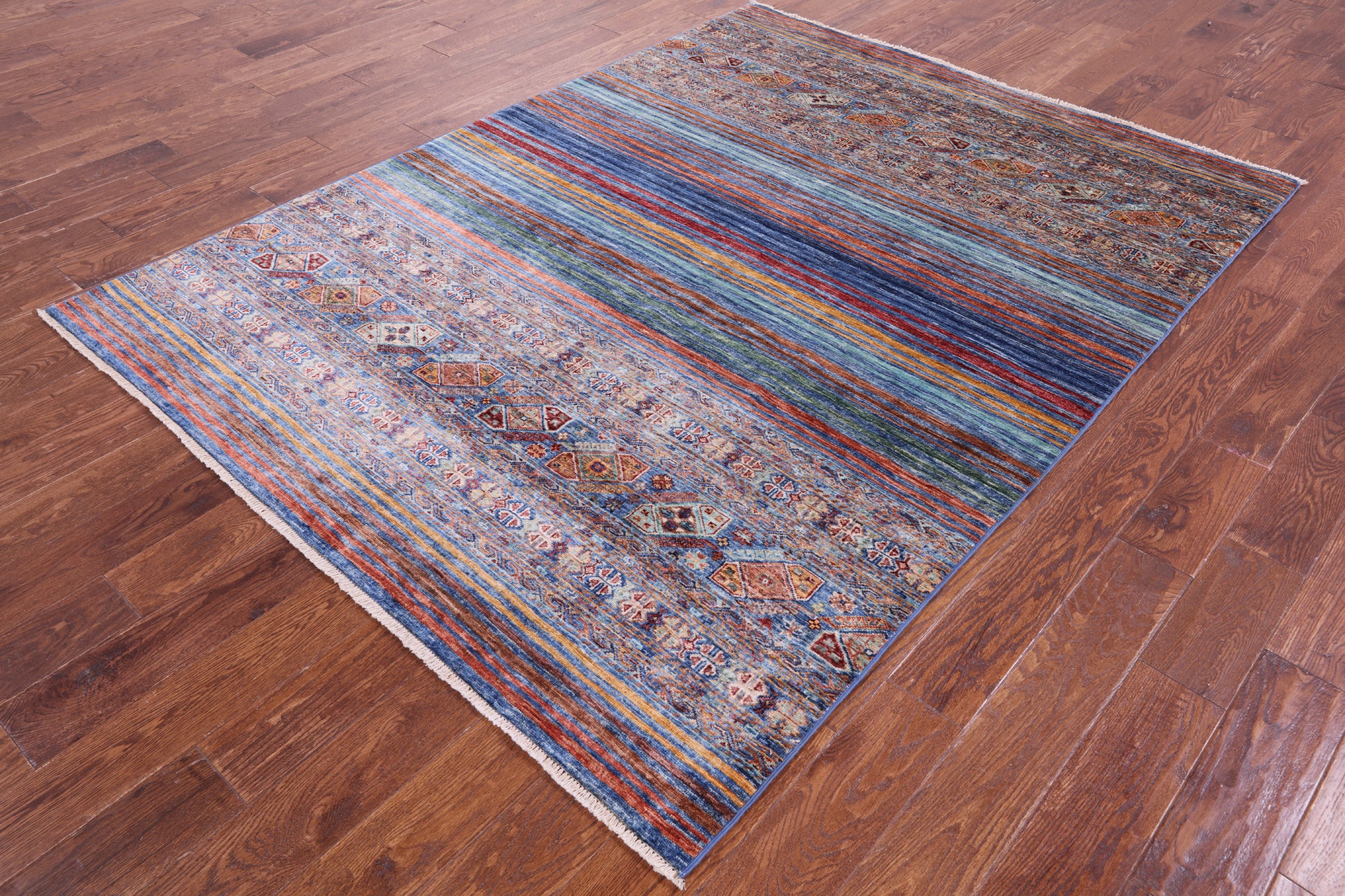 Khorjin Persian Gabbeh Hand Knotted Wool Rug - 5' 9" X 7' 7" - Golden Nile