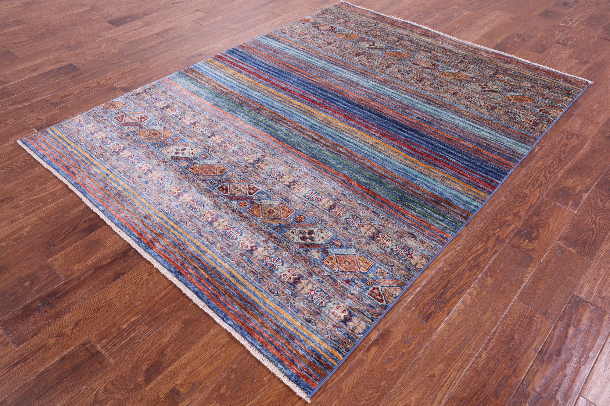 Khorjin Persian Gabbeh Hand Knotted Wool Rug - 5' 9" X 7' 7" - Golden Nile
