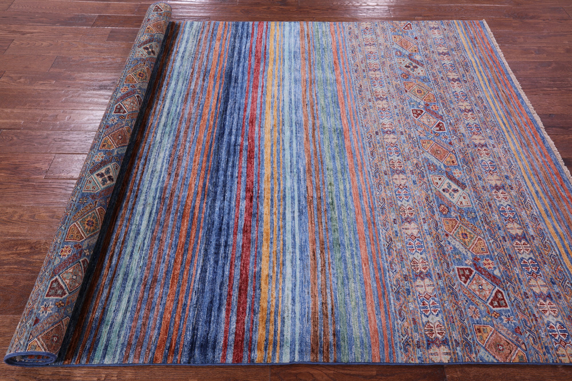 Khorjin Persian Gabbeh Hand Knotted Wool Rug - 5' 9" X 7' 7" - Golden Nile