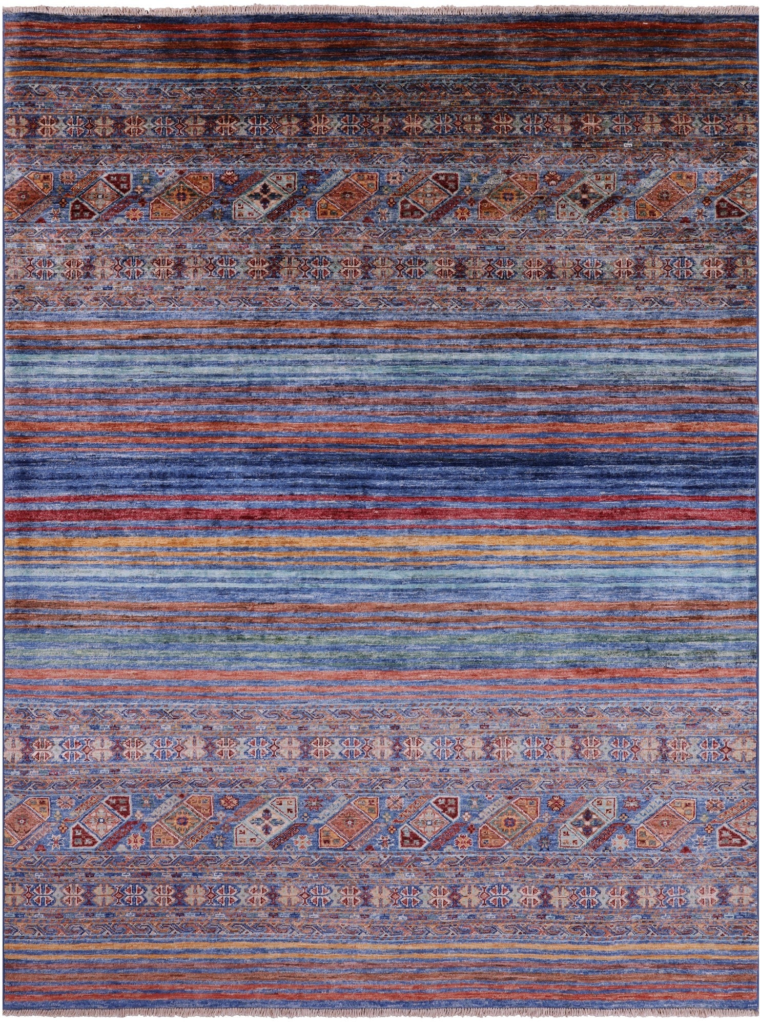 Khorjin Persian Gabbeh Hand Knotted Wool Rug - 5' 9" X 7' 7" - Golden Nile