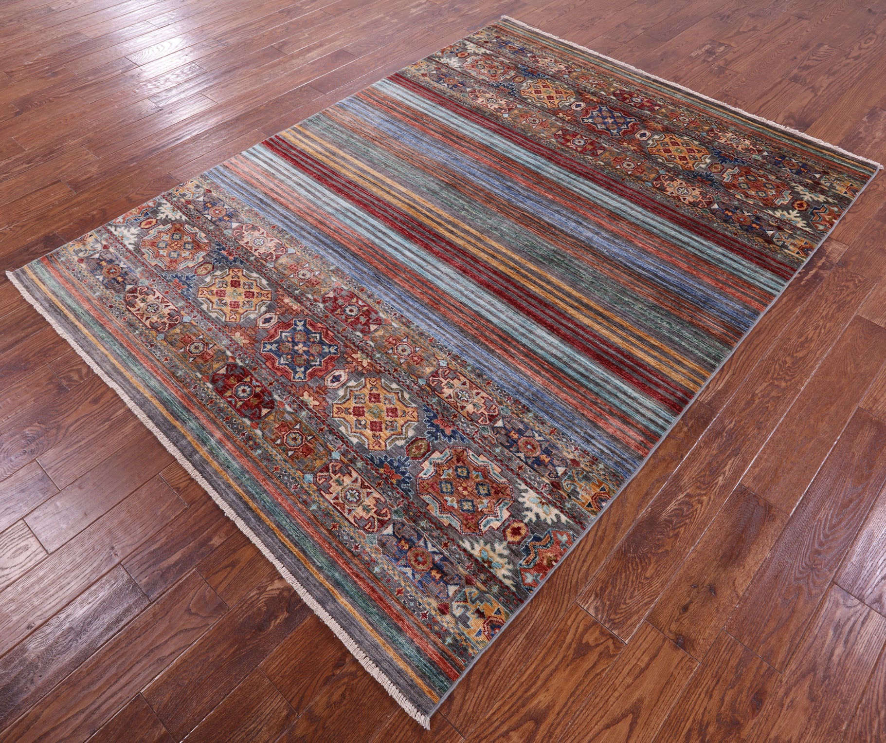 Khorjin Persian Gabbeh Hand Knotted Wool Rug - 5' 9" X 7' 10" - Golden Nile