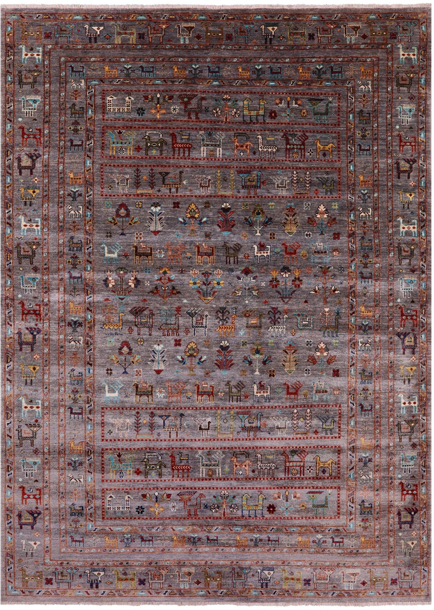 Persian Gabbeh Tribal Hand Knotted Wool Rug - 6' 10" X 9' 8" - Golden Nile