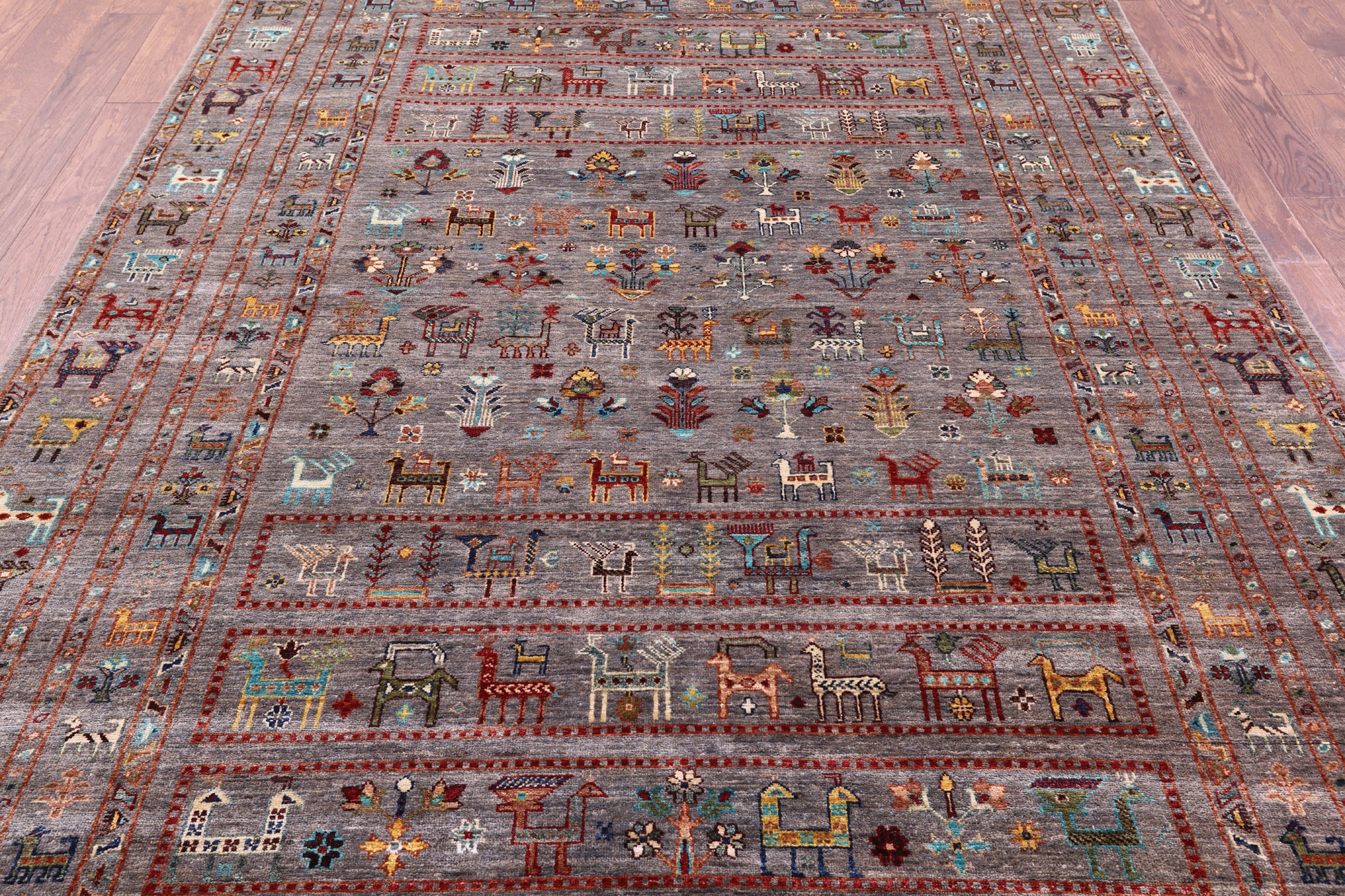 Persian Gabbeh Tribal Hand Knotted Wool Rug - 6' 10" X 9' 8" - Golden Nile