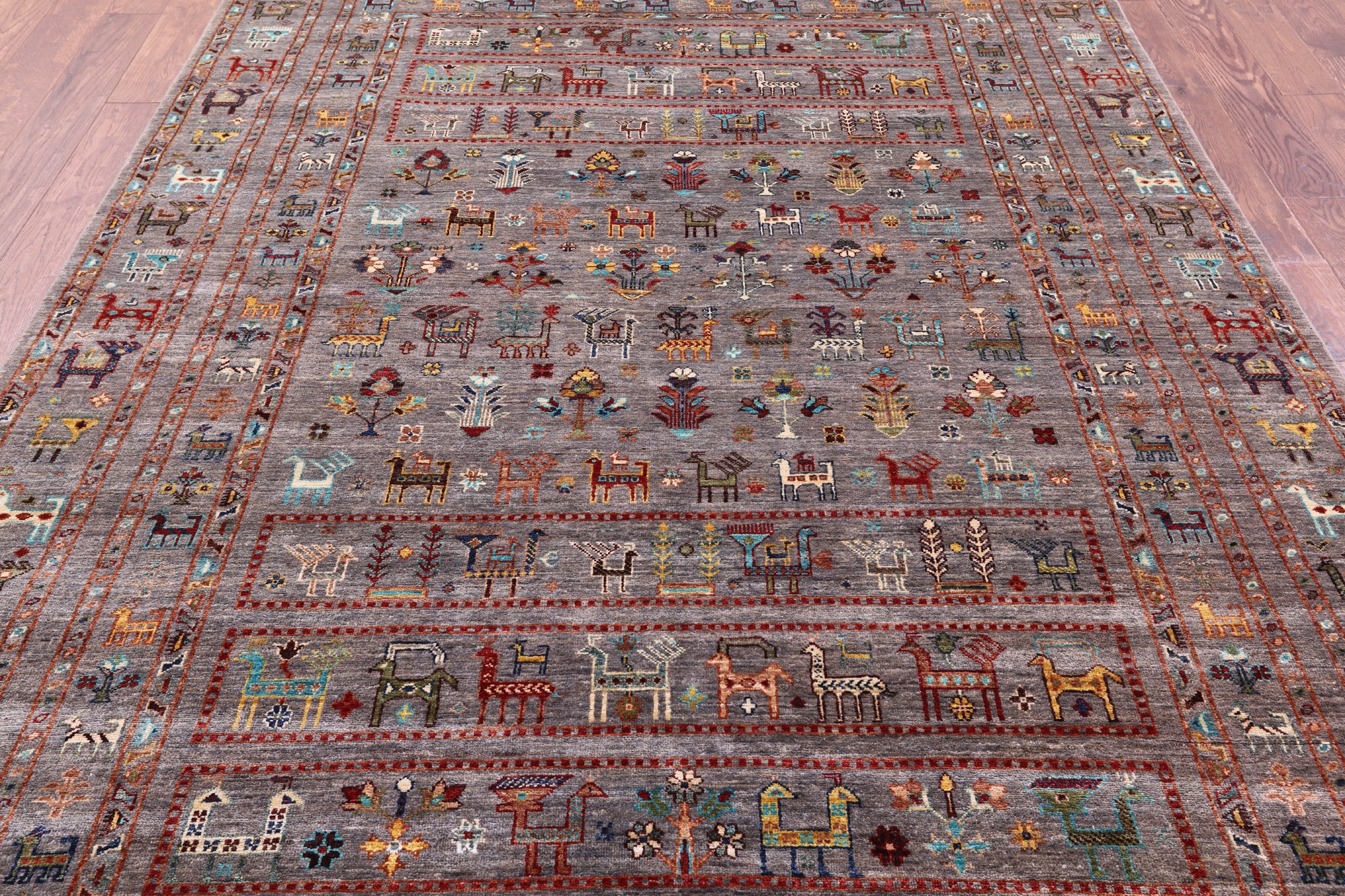Persian Gabbeh Tribal Hand Knotted Wool Rug - 6' 10" X 9' 8" - Golden Nile