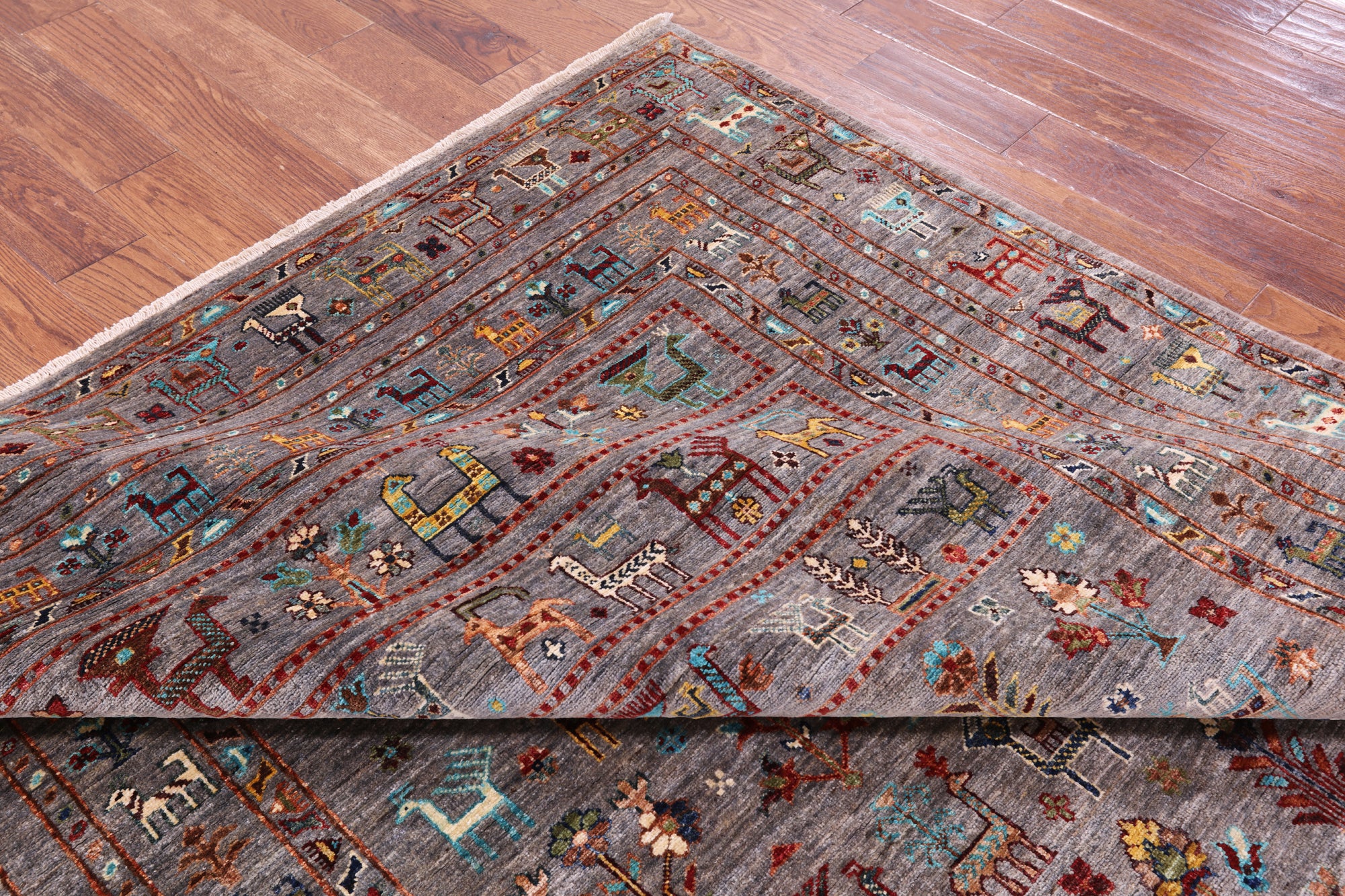 Persian Gabbeh Tribal Hand Knotted Wool Rug - 6' 10" X 9' 8" - Golden Nile