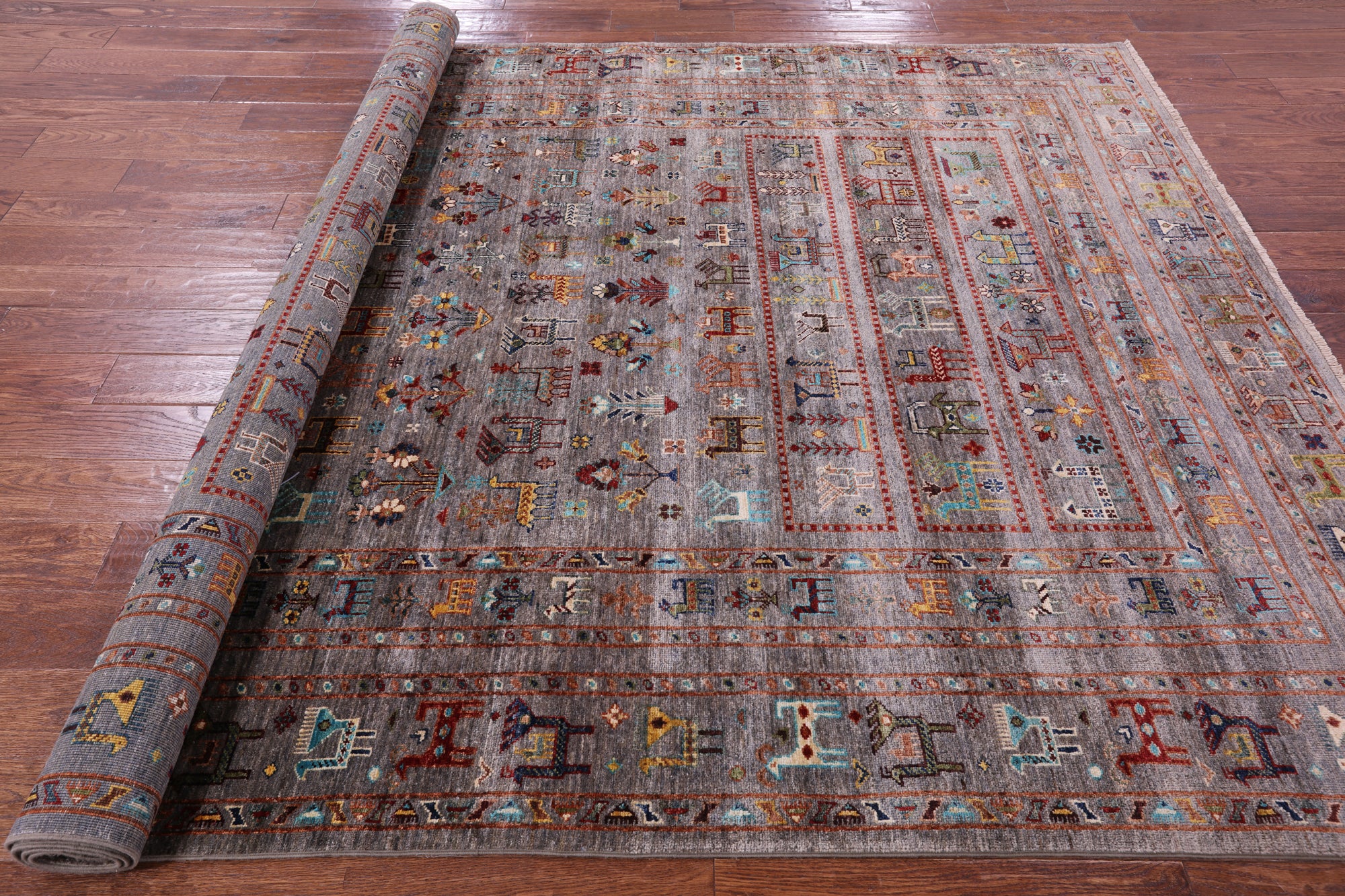 Persian Gabbeh Tribal Hand Knotted Wool Rug - 6' 10" X 9' 8" - Golden Nile