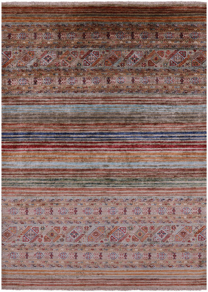 Khorjin Persian Gabbeh Hand Knotted Wool Rug - 5' 7" X 7' 9" - Golden Nile