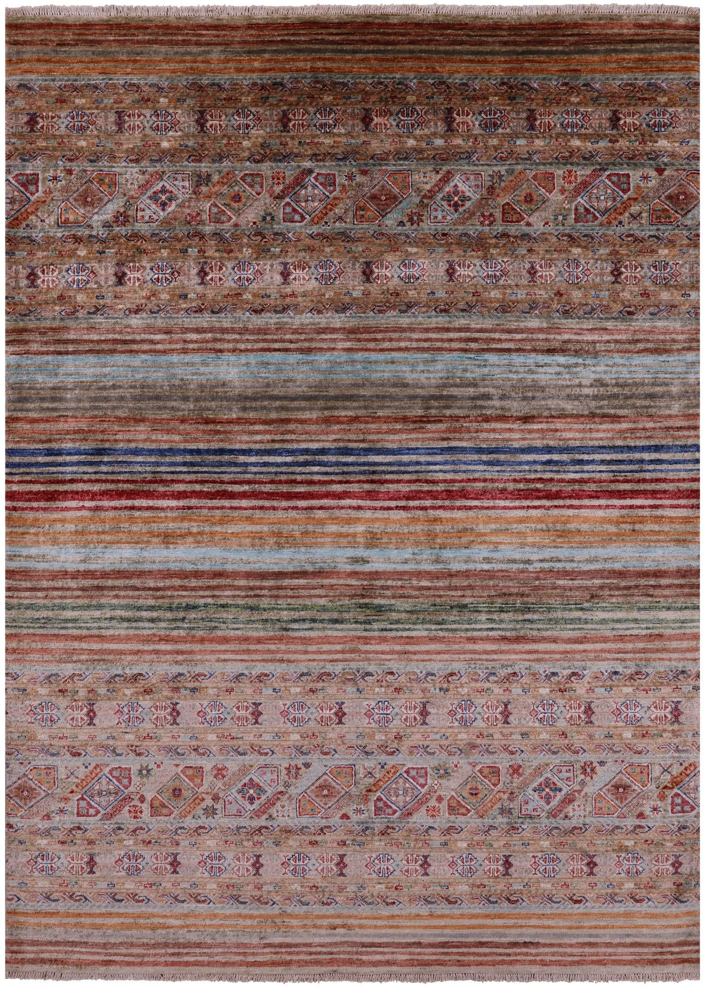 Khorjin Persian Gabbeh Hand Knotted Wool Rug - 5' 7" X 7' 9" - Golden Nile