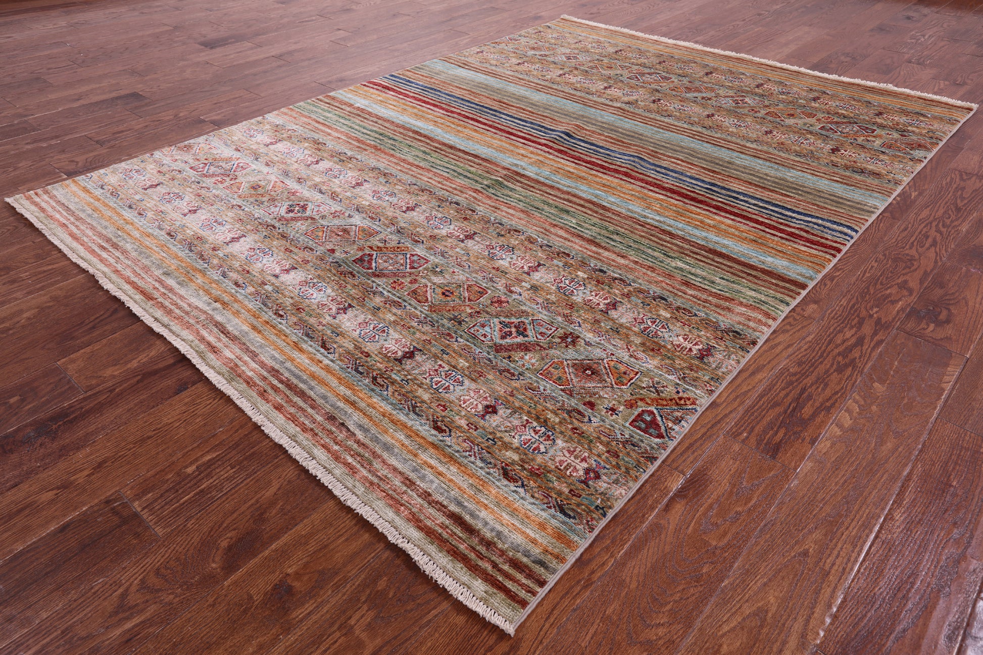 Khorjin Persian Gabbeh Hand Knotted Wool Rug - 5' 7" X 7' 9" - Golden Nile